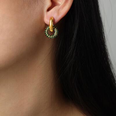 Titanium Steel Inlaid Zircon Double-Hoop Earrings - Trendsi
