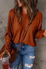 Double Take Full Size Round Neck Long Sleeve T-Shirt - Trendsi - Flyclothing LLC