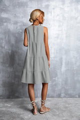 Sleeveless Round Neck Tiered Dress - Flyclothing LLC