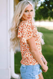 Floral Round Neck Flutter Sleeve Blouse - Trendsi - Flyclothing LLC