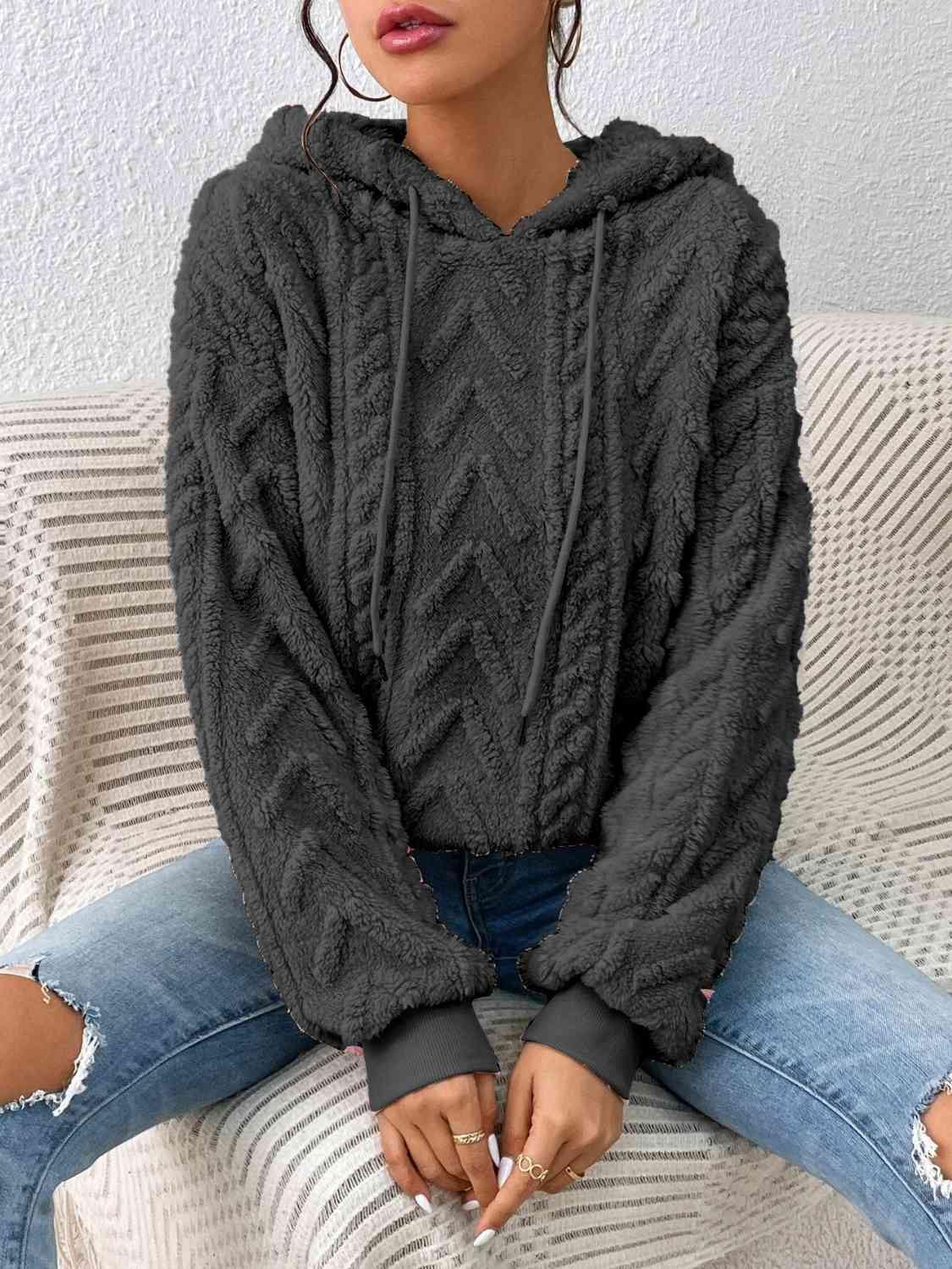 Drawstring Long Sleeve Hoodie - Trendsi