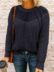Round Neck Rib-Knit Sweater - Trendsi