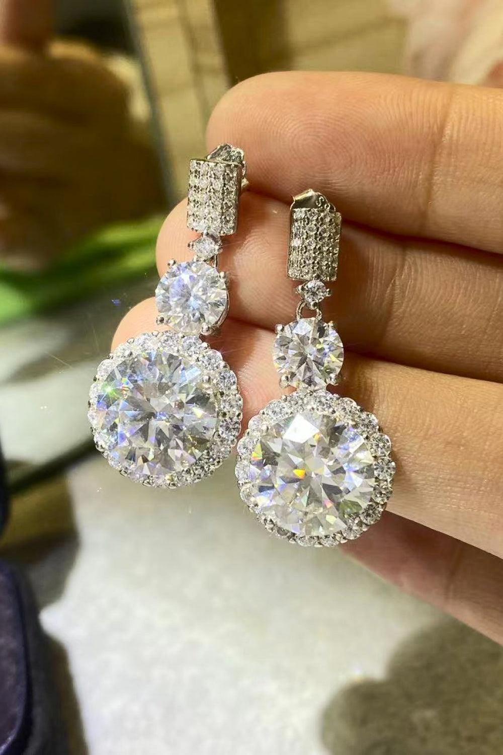 12 Carat Moissanite Platinum-Plated Drop Earrings - Flyclothing LLC