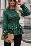 Smocked Flounce Sleeve Layered Blouse - Trendsi