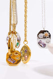 Inlaid Zircon Pendant Stainless Steel Necklace - Trendsi - Flyclothing LLC