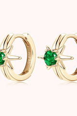 Lab-Grown Emerald Huggie Earrings - Trendsi