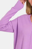 Zenana Slit V-Neck Dropped Shoulder Sweater - Trendsi - Flyclothing LLC