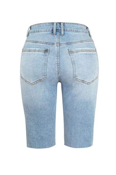 Distressed Pocketed Denim Shorts - Trendsi - Flyclothing LLC