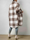 Plaid Collared Neck Button Down Coat - Trendsi - Flyclothing LLC