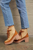 East Lion Corp Lace Up Lug Booties - Trendsi - Flyclothing LLC