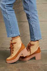 East Lion Corp Lace Up Lug Booties - Trendsi