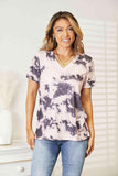 Double Take Tie-Dye V-Neck T-Shirt - Flyclothing LLC