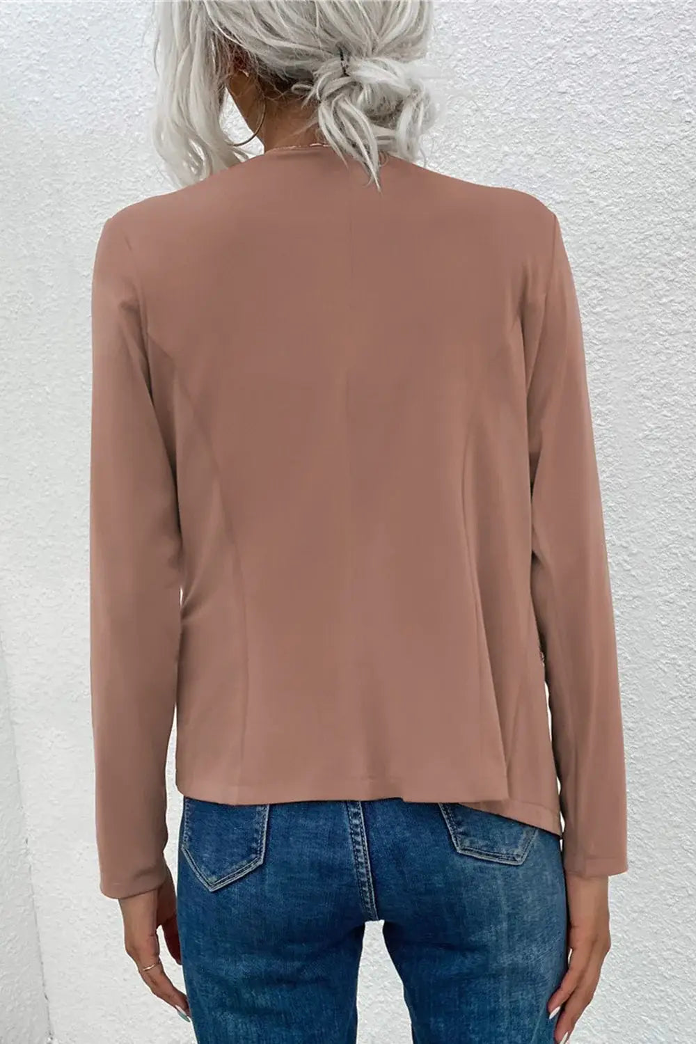 Open Front Zipper Pocket Cardigan - Trendsi - Flyclothing LLC
