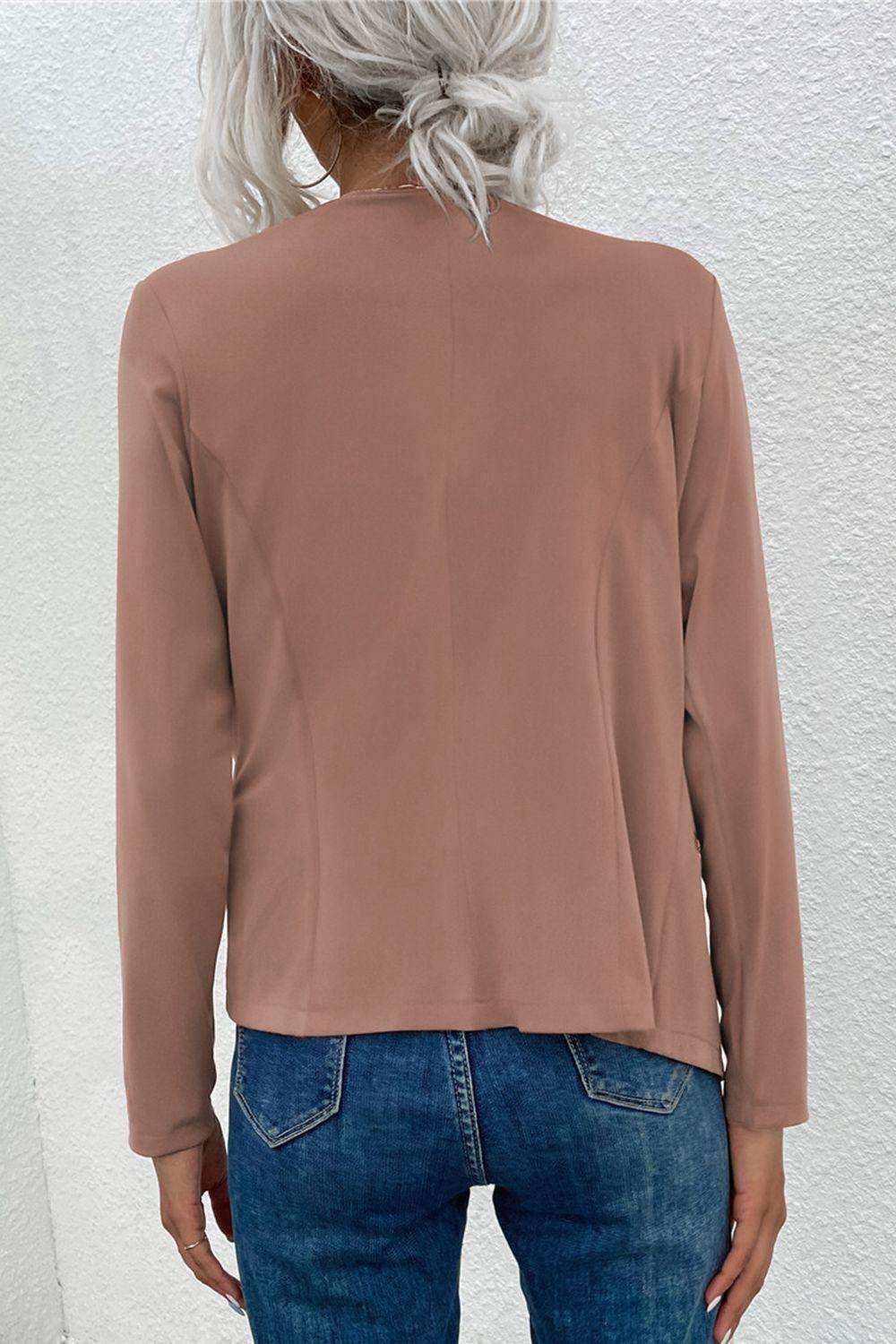 Open Front Zipper Pocket Cardigan - Trendsi - Flyclothing LLC