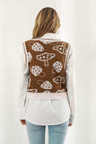 Printed Plunge Neck Sweater Vest - Trendsi - Flyclothing LLC