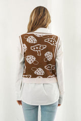 Printed Plunge Neck Sweater Vest - Trendsi
