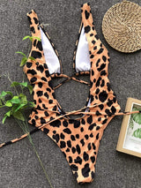 Lace-Up Backless Plunge One-Piece Swimwear - Trendsi - Flyclothing LLC