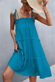 Tie-Shoulder Frill Trim Sleeveless Dress - Flyclothing LLC