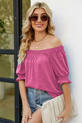 Short Flounce Sleeve Top - Trendsi - Flyclothing LLC
