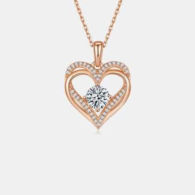 1.2 Carat Moissanite 925 Sterling Silver Heart Necklace - Trendsi - Flyclothing LLC