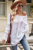Boat Neck Dropped Shoulder Knit Top - Trendsi - Flyclothing LLC