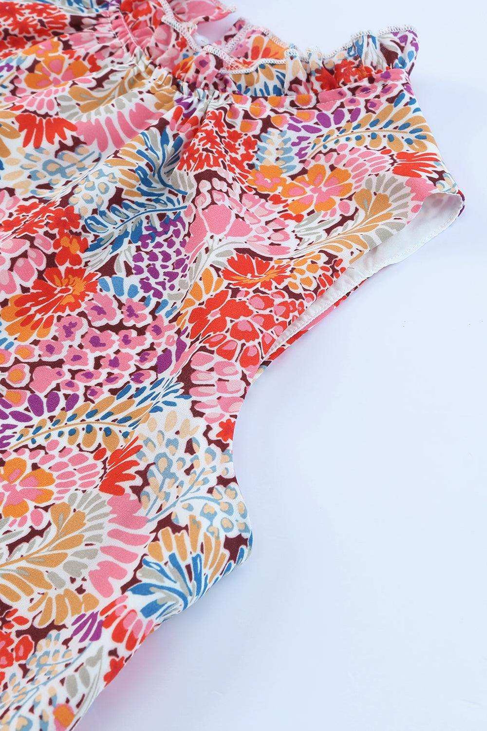 Floral Mock Neck Tank Top - Trendsi - Flyclothing LLC