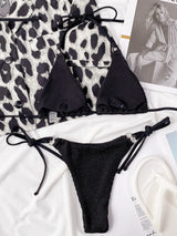 Textured Halter Neck Tie Side Bikini Set - Trendsi - Flyclothing LLC