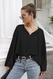 Tie Neck Balloon Sleeve Blouse - Trendsi - Flyclothing LLC