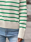 Striped Collared Neck Knit Top - Trendsi - Flyclothing LLC