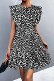 Leopard Round Neck Mini Dress - Trendsi - Flyclothing LLC