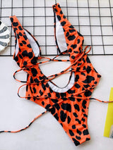 Lace-Up Backless Plunge One-Piece Swimwear - Trendsi - Flyclothing LLC