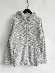 Zip Up Drawstring Long Sleeve Hooded Sweater - Flyclothing LLC