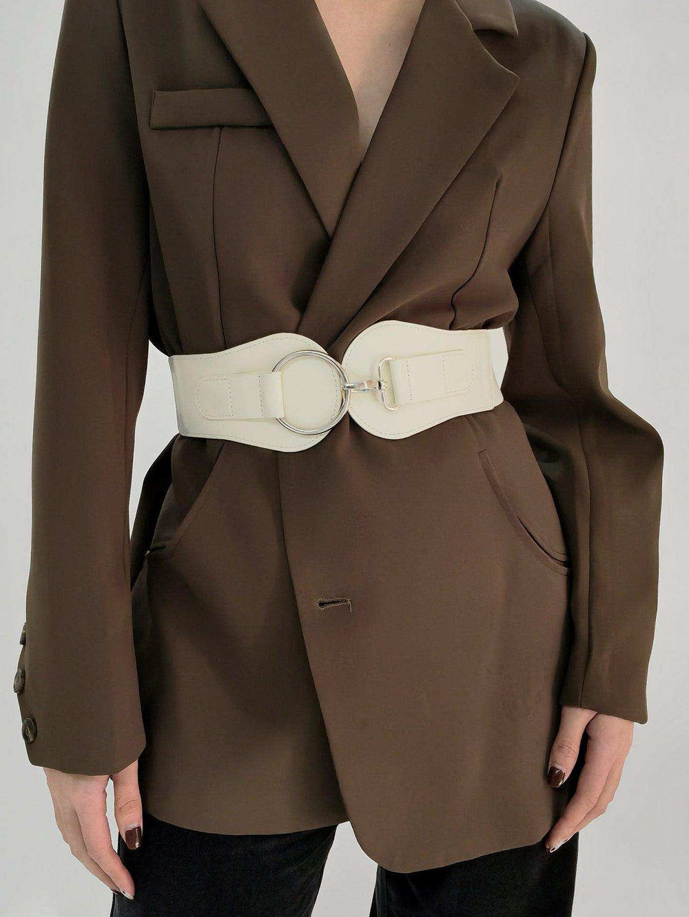 PU Elastic Wide Belt - Trendsi - Flyclothing LLC