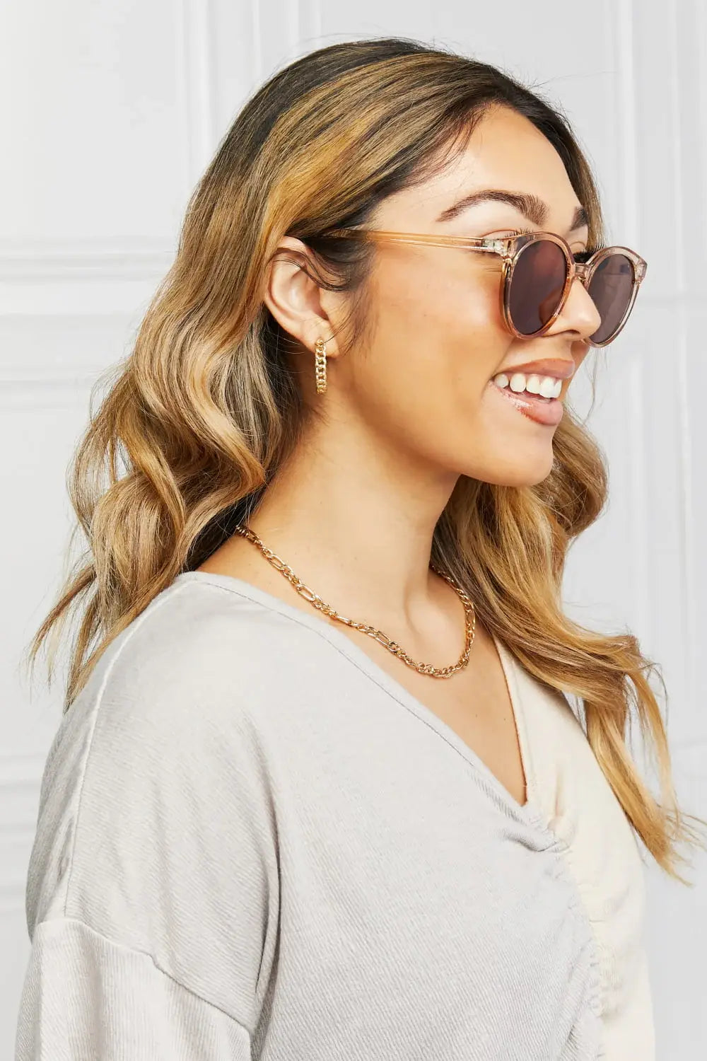 Round Full Rim Polycarbonate Frame Sunglasses - Trendsi - Flyclothing LLC