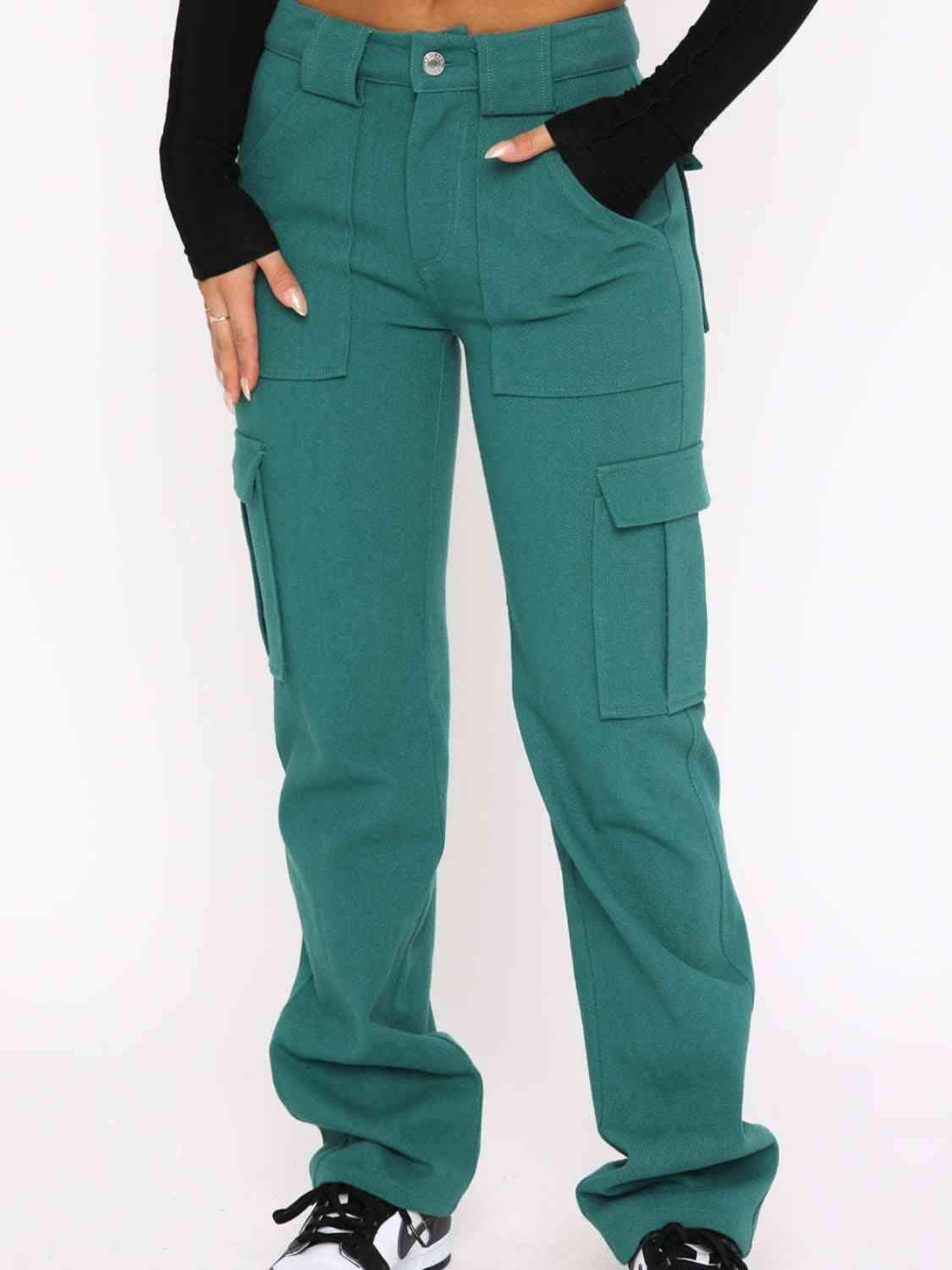 Straight Leg Cargo Pants - Trendsi - Flyclothing LLC