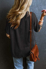 Textured V-Neck Dropped Shoulder T-Shirt - Trendsi - Flyclothing LLC