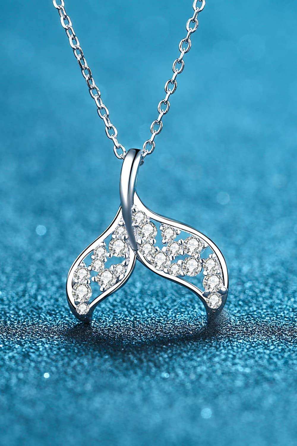 Moissanite Fishtail Pendant 925 Sterling Silver Necklace - Trendsi - Flyclothing LLC