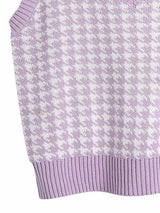 Houndstooth V-Neck Sweater Vet - Trendsi - Flyclothing LLC