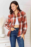 Double Take Plaid Collared Neck Long Sleeve Shirt - Trendsi