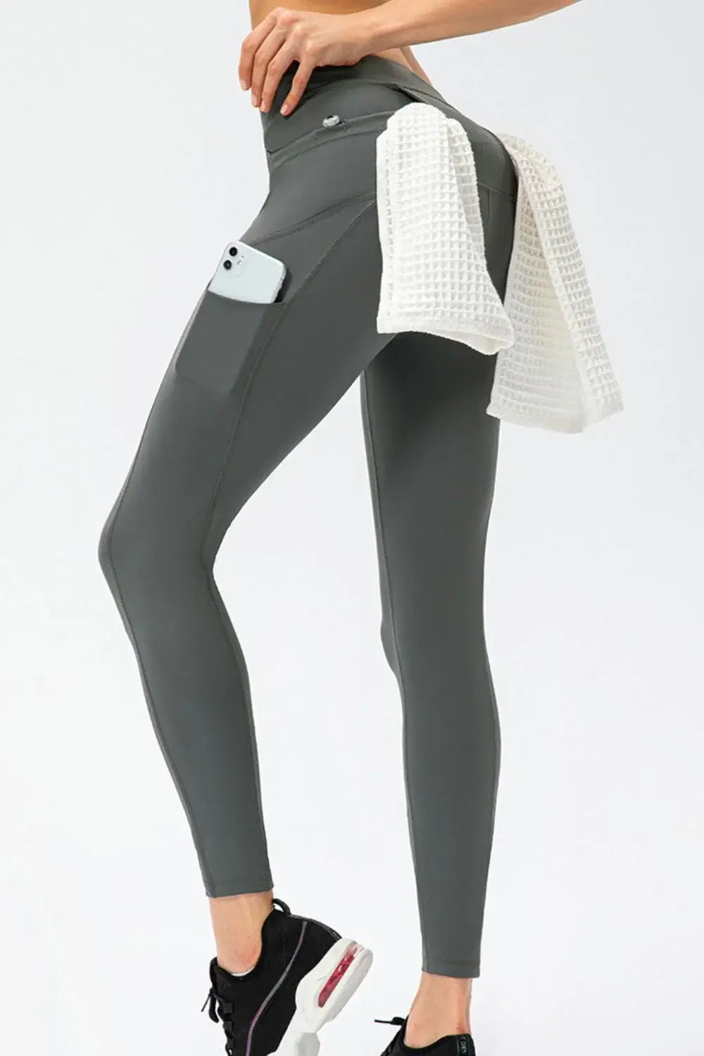 Full Size Slim Fit High Waist Long Sports Pants with Pockets - Trendsi - Flyclothing LLC