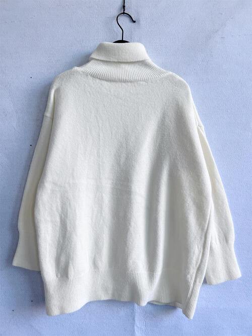 Turtleneck Long Sleeve Sweater - Trendsi
