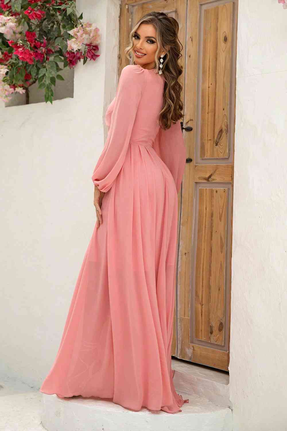 Twist Front Cutout Long Sleeve Dress - Trendsi - Flyclothing LLC
