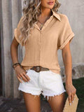 Button Up Short Sleeve Shirt - Trendsi - Flyclothing LLC