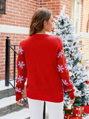 Santa Round Neck Long Sleeve Sweater - Trendsi