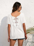 Lace Trim Short Sleeve Top - Trendsi - Flyclothing LLC