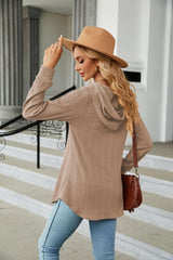 Long Sleeve Hooded Blouse - Trendsi