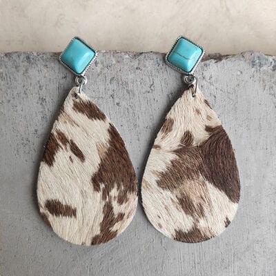 Artificial Turquoise Teardrop Earrings - Trendsi