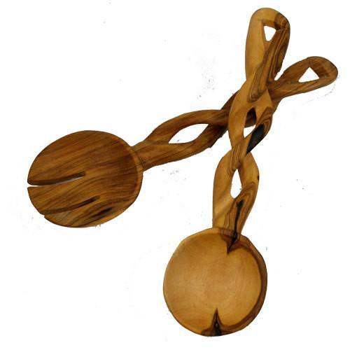 8-Inch Hand-Carved Kenyan Salad Serving Set - Jedando Handicrafts - Jedando Handicrafts - Flyclothing LLC