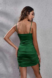Ruched Cowl Neck Spaghetti Strap Dress - Trendsi - Flyclothing LLC