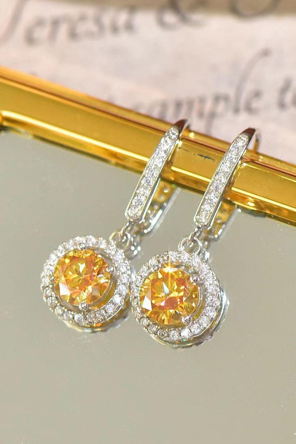 18K Platinum-Plated Moissanite Drop Earrings - Trendsi